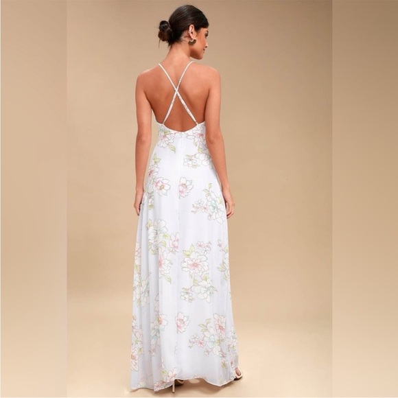 NWT Lulus Blooms for You Light Blue Floral Print Maxi Dress - Picture 2 of 12